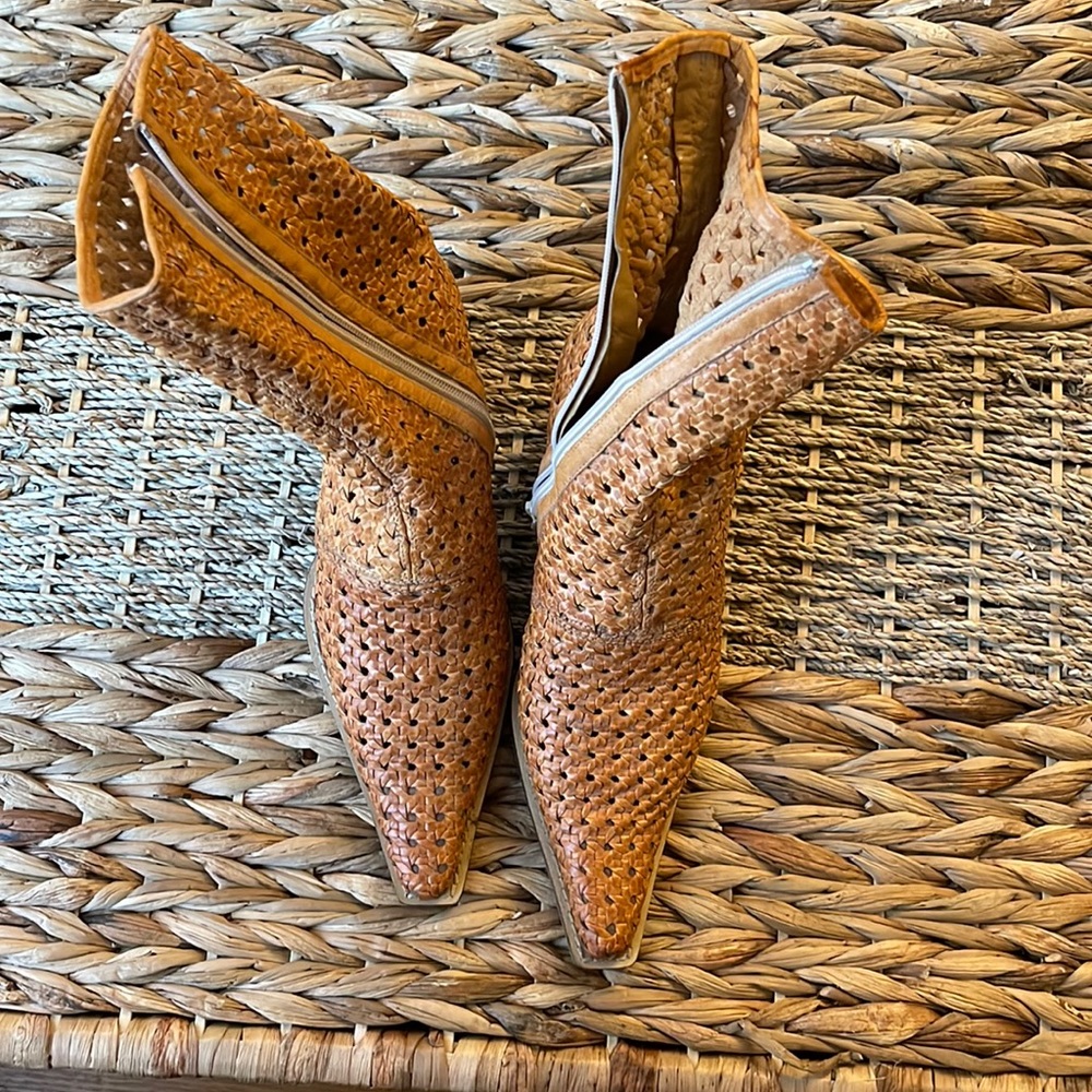 Genuine leather upper and sole Leather ankle booties